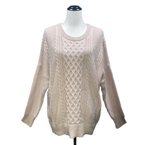 NWT Gap Cable Knit Sweater Women XXL Dull Pink Cotton Chunky Oversized Soft Girl
